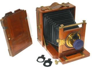 Mahogany 1/2 Plate Hand & Stand Camera By Perken Son & Rayment,  D.  D.  S.  1890s