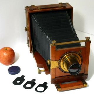 MAHOGANY 1/2 PLATE HAND & STAND CAMERA by PERKEN SON & RAYMENT,  D.  D.  S.  1890s 3