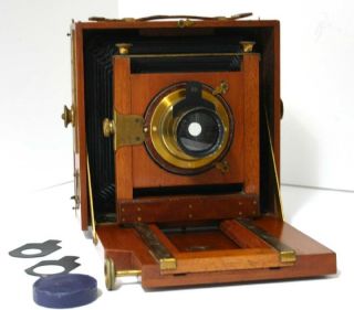 MAHOGANY 1/2 PLATE HAND & STAND CAMERA by PERKEN SON & RAYMENT,  D.  D.  S.  1890s 5