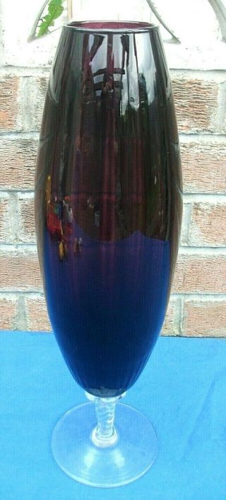 Vintage Murano Empoli Glass Tall 45cm Brandy Vase,  Rare Amethyst Color