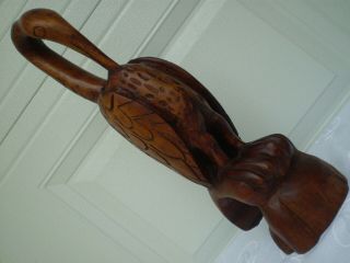 Large Pelican Bird Solid Wood Carving 17.  5 " Tall Sculpture Vintage