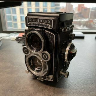 Rolleiflex 3.  5f Meter In,  With Lens Cap And Strap