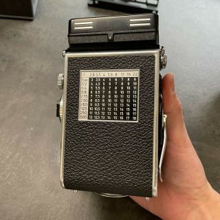 Rolleiflex 3.  5F meter in,  with lens cap and strap 4