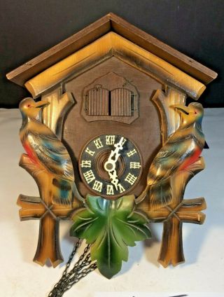 Vintage Cuckoo Clock Black Forest Germany Musical G.  Angem Double Door Birds