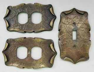 3 Pc Vintage Amerock Carriage House Brass Light Switch & Outlet Covers