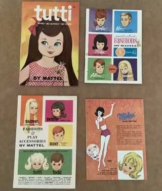 4 Vintage 1963 Barbie,  Midge,  Tutti,  Skipper Fashion Booklets