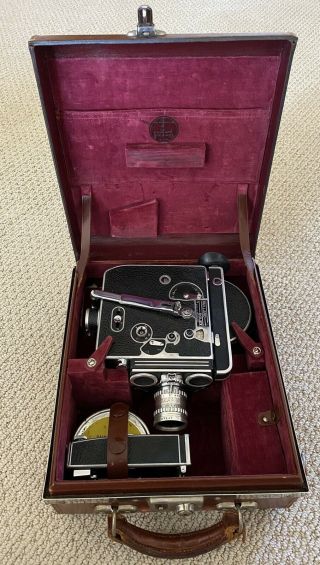 Paillard Bolex H16 16mm Movie Camera With Case,  Extra Lens,  Viewfinder,  And More
