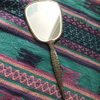 Vintage Gold And Silver Plated Handheld Mirror