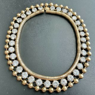 Signed Butler & Wilson 1960s 70s Vintage Gold Tn Rhinestone Collar Necklace 198