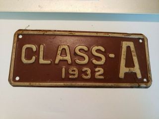 Vintage 1932 Iowa Class A License Plate Weight Class Attachment Old Truck