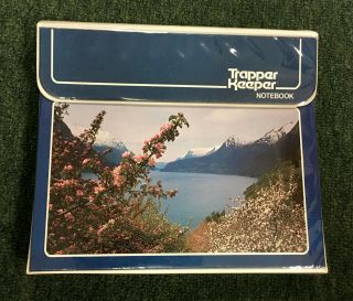 Vintage Mead Trapper Keeper Notebook - Blue Lake Mountains Flowers Model 29096