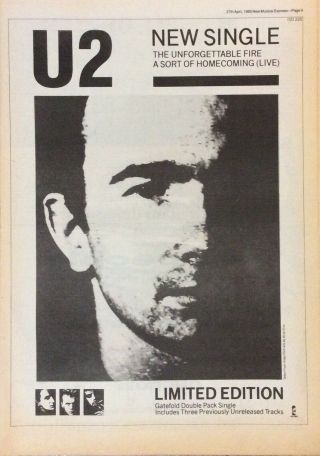 U2 - Vintage Press Poster Advert - The Unforgettable Fire - 1985,  4 Posters