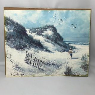Vintage A.  Sehring " A Day At The Beach " Print 1975 Dacny Litho In Usa Wall Decor