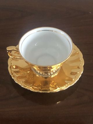 Vintage Rudolf Wachter Rw Bavaria Gold Porcelain Demitasse Cup & Saucer