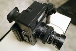 Polaroid 600 Medium Format Camera w/Mamiya 127mm F/4,  7 Lens & Cartridge 5
