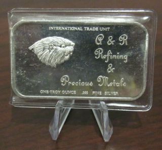 Vintage P&r Refining & Precious Metals 1 Troy Oz.  999 Fine Silver Bar