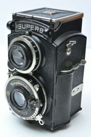 1930s Voigtlander W/ Heliar 75mm F3.  5 Lens Tlr Twin - Lens Reflex Camera