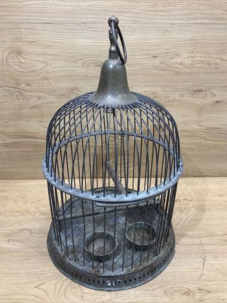 Vintage Brass Hanging Bird Cage