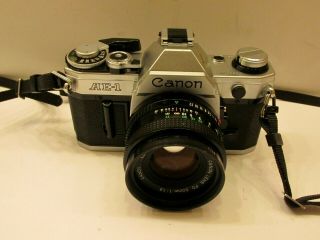 Canon Ae - 1 35mm Slr Film Camera With Fd 50mm 1:1.  8 Lens
