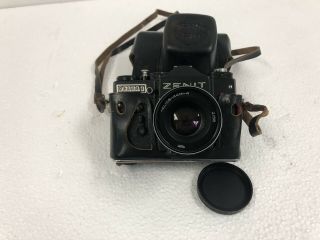 Vintage Zenit E Slr Camera W Helios 44m 58mm Lens Leather Case 35mm Soviet Ussr