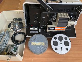 Vintage Telex Sixteen 16mm Sound Film Projector W/ Speakers & Cover - Great Cond