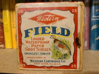 Vintage Western Field 12 Gauge Paper Shot Shells Two 2 Piece Empty Box