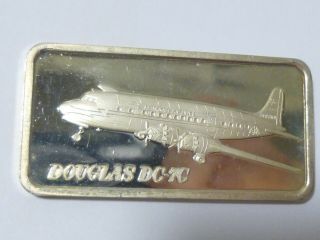 Vintage Silver Bar 1 Oz World Of Flight - Very Collectable Douglas Dc - 7c
