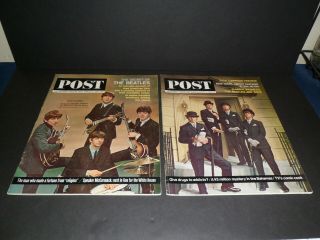 Vintage 1964 Beatles On Cover Of Saturday Evening Post,  March & August 1964
