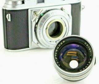 Voigtlander Prominent type 1 35mm Rangefinder Camera,  Nokton 50mm f1.  5,  Case 4