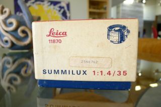 Leica Summilux - M 35mm F/1.  4 Lens 11870 (box Only With Foam) No Lens