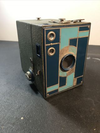 Kodak 1930 Art Deco No.  2a Beau Brownie Camera Blue