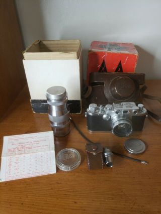 Vintage Leica Drp Ernst Leitz Wetzlar Germany Camera No.  424364 & Accessories