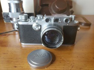 Vintage Leica DRP Ernst Leitz Wetzlar Germany Camera No.  424364 & Accessories 2