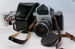Pentacon Six 6 Tl Film Camera 66507 W/ Carl Zeiss F2.  8/80mm Lens,  Case,  Ex Test