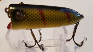 Vintage Heddon Fishing Lure.  Baby Lucky 13 Wood Lure.  Awesome Perch Scale Finish
