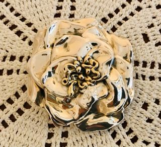 Vintage 925 Sterling Silver Large Floral Pin Brooch 49.  55 Gram Weight