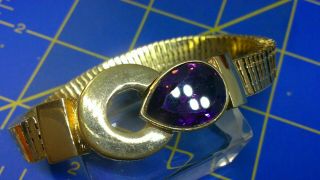 Loevly Vintage Signed Givenchy Purple Large Rhinestone Bracelet -