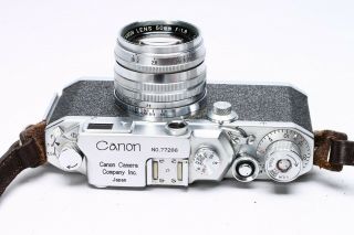 CANON MODEL IV Sb 35mm FILM RANGEFINDER CAMERA BODY,  50MM F/1.  8 LTM LENS,  CASE 4
