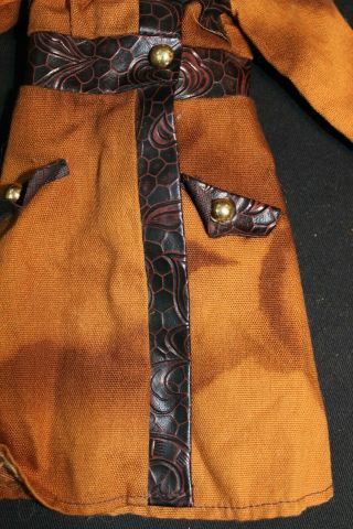 Vintage - IDEAL - Velvet doll - Tagged Brown Long Coat with Leather trim 3