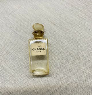 Rare Vintage 1940s Chanel No.  5 Perfume Bottle Mini Round Glass Stopper France