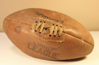 Vintage 1960s Leather Laced Lindop League Rugby Ball Size 5 Panel