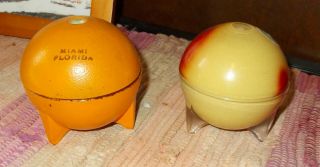 2 Vintage Perfume Bottles Shaped Like Orange & Apple - Glass - Empty