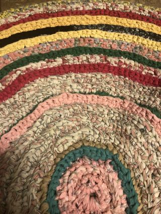 Vintage Antique Braided / Crocheted Rag Rug From Estate 3