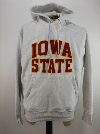 Vintage Champion Reverse Weave Iowa State Cyclones Gray Hoodie Sweatshirt Medium