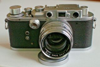 Nicca Type Iiis 35mm Camera With 50mm F1.  8 Canon Lens,  Lens Cap And Case