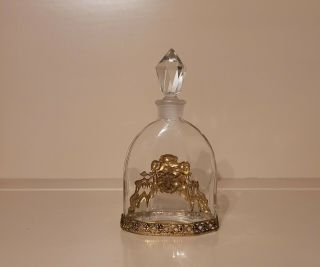 Vintage Victorian Style Brass Cherubs and Filigree Cut Glass Perfume Bottle 2