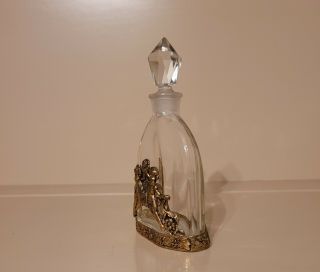 Vintage Victorian Style Brass Cherubs and Filigree Cut Glass Perfume Bottle 3