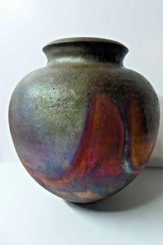 Vintage Australian Pottery Artist Studio Decorative Vase Copper Glaze Signed