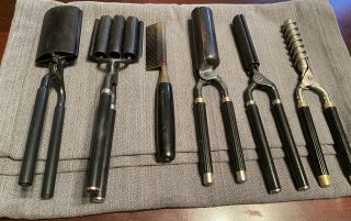 6 - Piece Vintage Marcel Curling Iron Set For Hair Dressers,  Stylist & Collectors