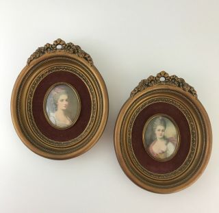 Set 2 Vintage Frames " A Cameo Creation " Miniature Victorian Lady Portraits